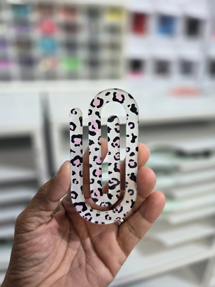 Jumbo Acrylic Sublimation Paperclip Pink n Black Leopard