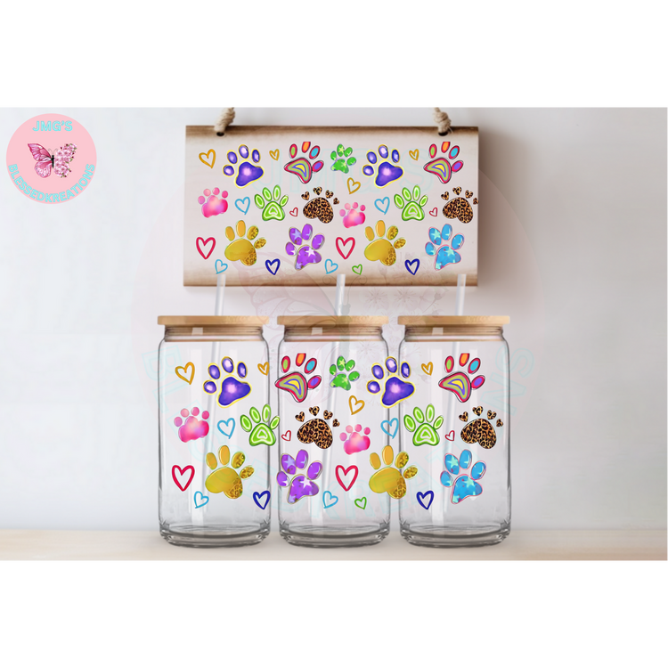 Bright color paws 16oz UVDTF Wrap