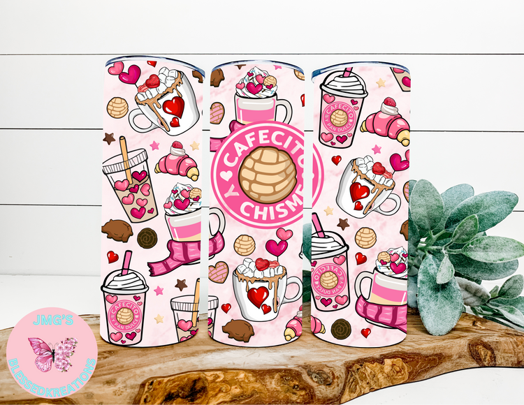 Cafecito y chisme 20oz skinny sublimation transfer