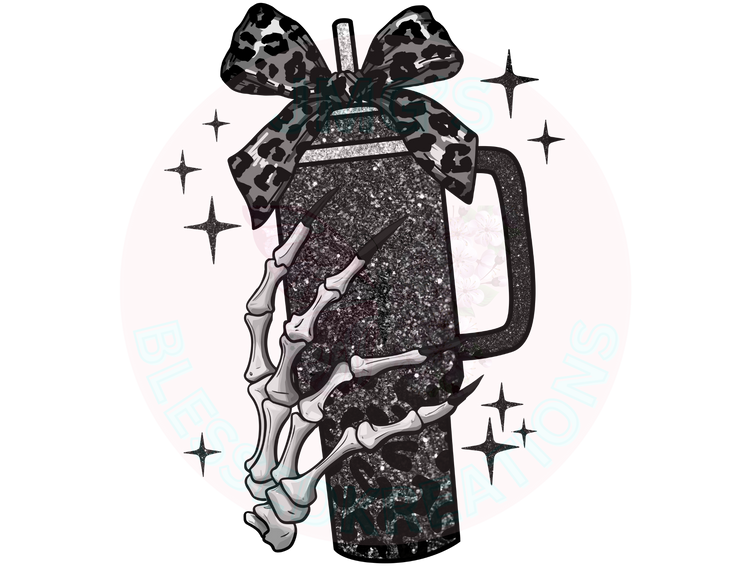 Skeleton hand cup DTF