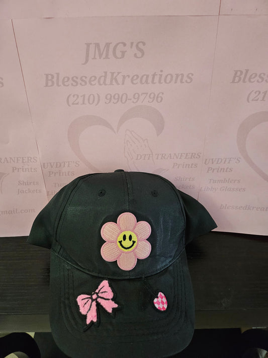 Cap w/pink flower n bow