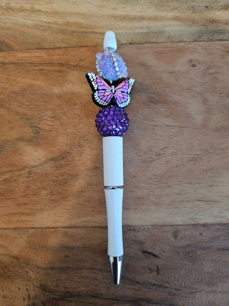 Pen Purple n White Butterfly