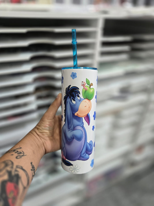 Eeyore 20oz Tumbler with colored lid and straw