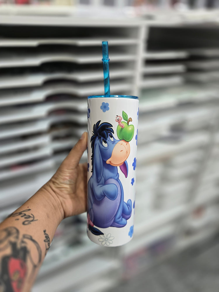 Eeyore 20oz Tumbler with colored lid and straw