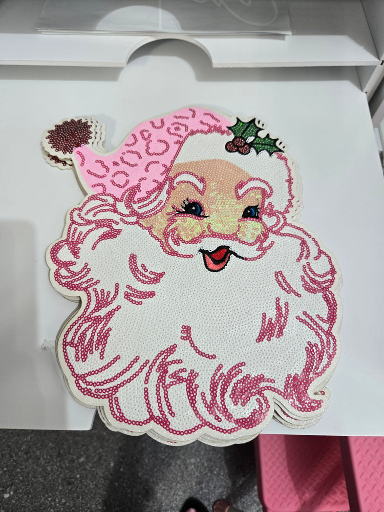 Pink Santa Claus sequin patch