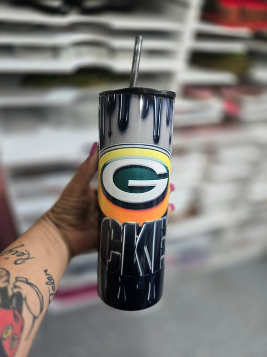 20oz Skinny Tumbler Packers Sublimation Wrap