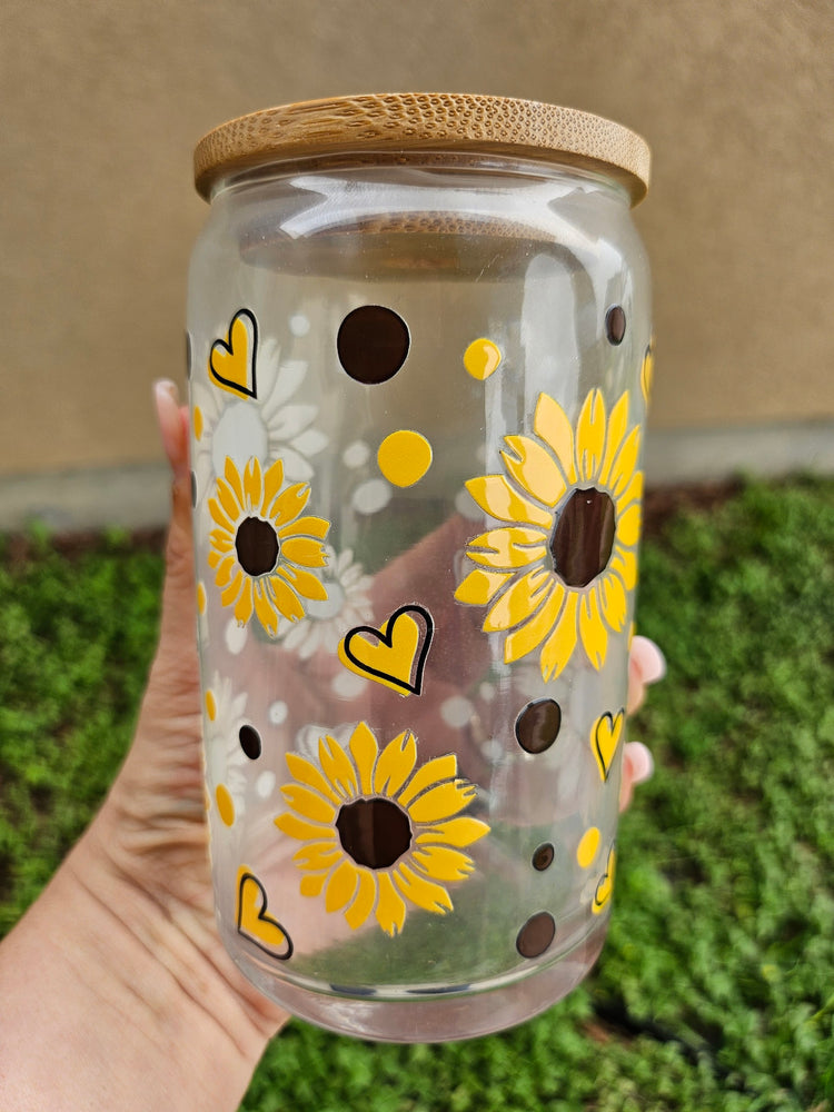Sunflower & Hearts 16oz Clear Libbey