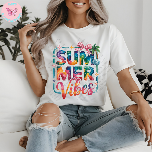 Summer Vibes pink bow (DTF Transfer)
