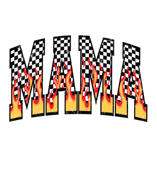 Mama in Flames Checkered  (DTF Transfer)