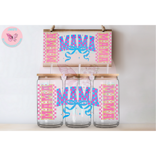Mama Pink checkered 16oz UVDTF Wrap