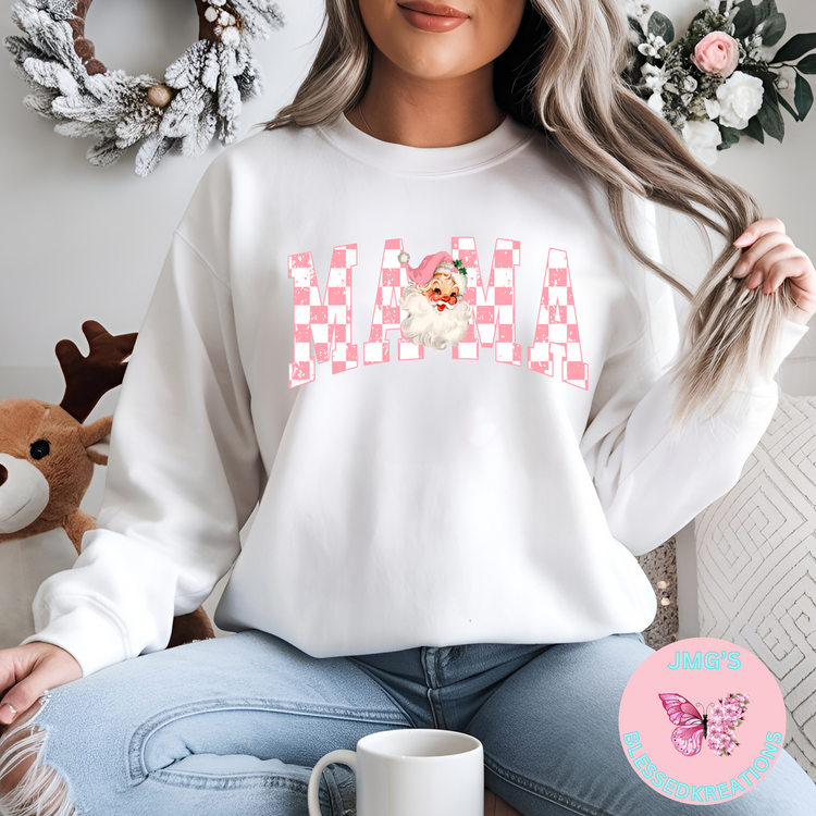 Mama Pink Checkered Santa (DTF)