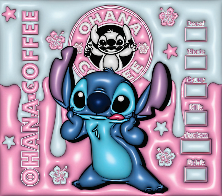 3D Stitch Ohana 20oz skinny sublimation transfer