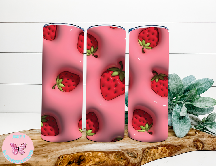 3D Strawberry 20oz skinny sublimation transfer