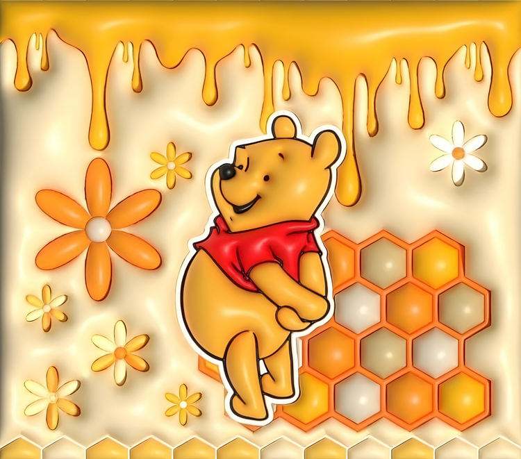 3D Pooh 20oz skinny sublimation transfer